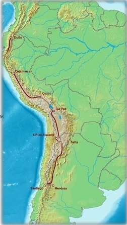 Trek de 9 mois sur le chemin des Incas le trajet