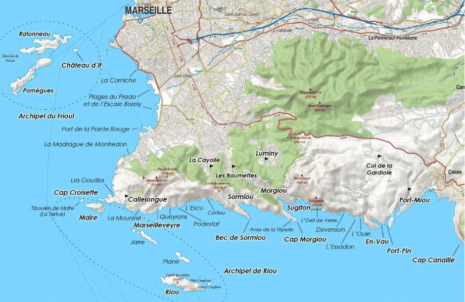carte de Marseille à Cassis