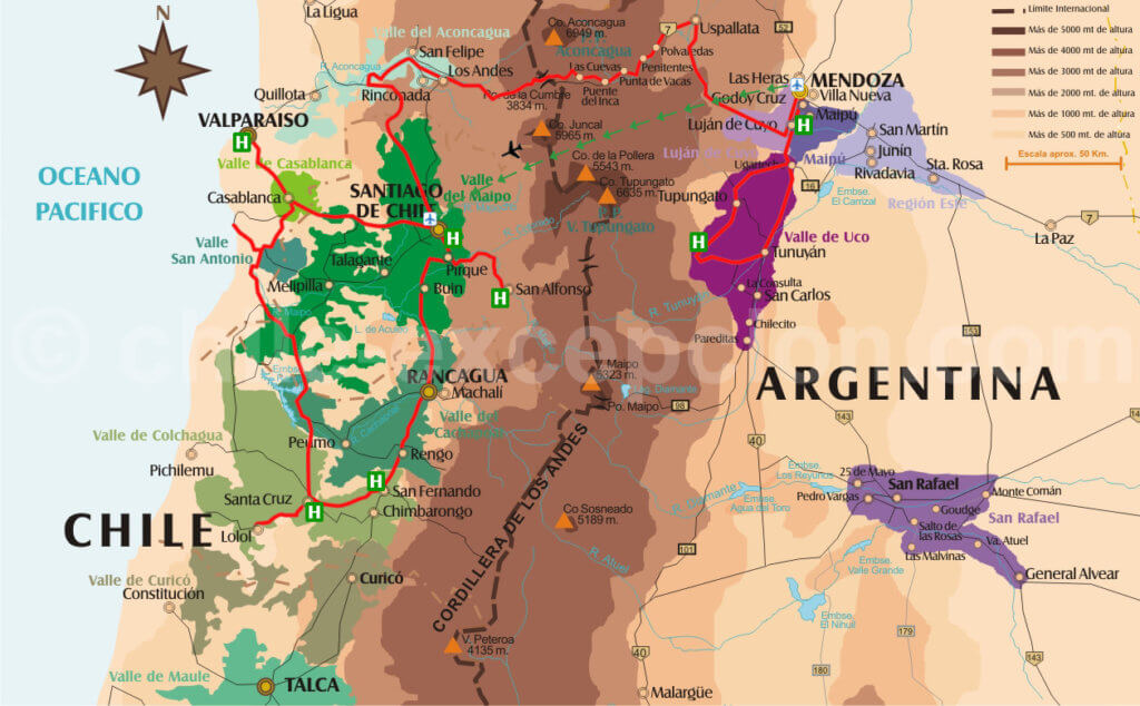 La carte de La route des vins argentins