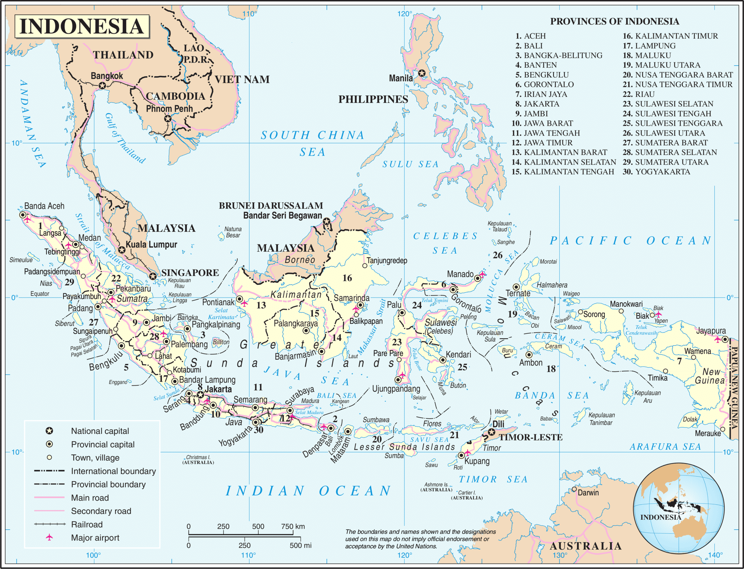Guide de voyage en Indonésie la carte