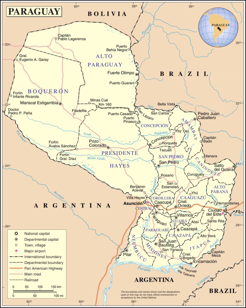 Guide de voyage au Paraguay la carte