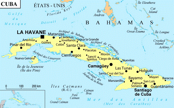 guide de voyage à Cuba la carte