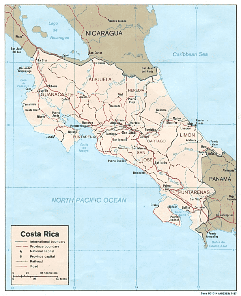 Guide de voyage au Costa Rica la carte