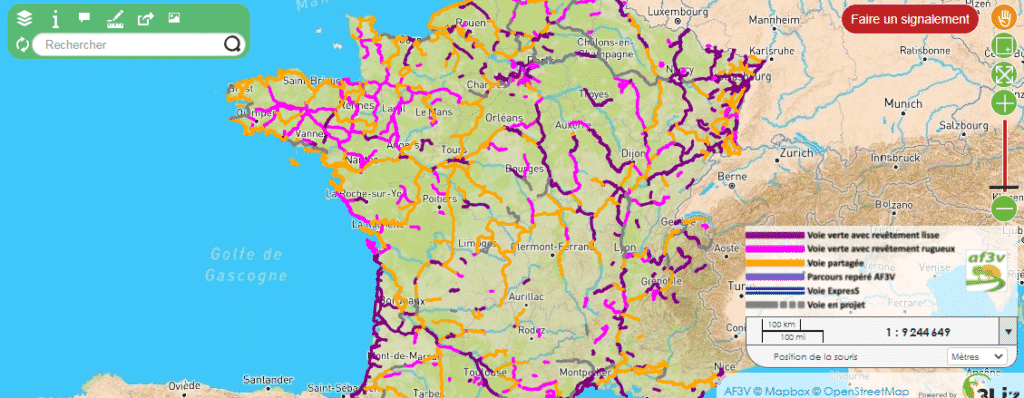 La cartes des plus belles pistes cyclables en France