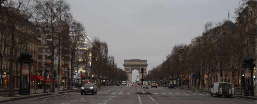 Les Champs Elysée et l'Arc de Triomphe