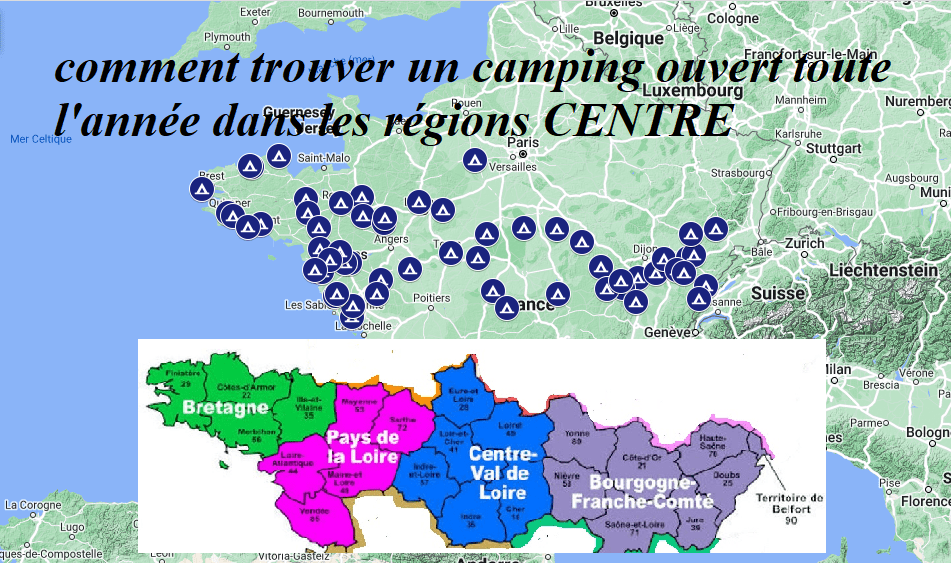 Trouver un camping ouvert toute l'année dans les régions Centre