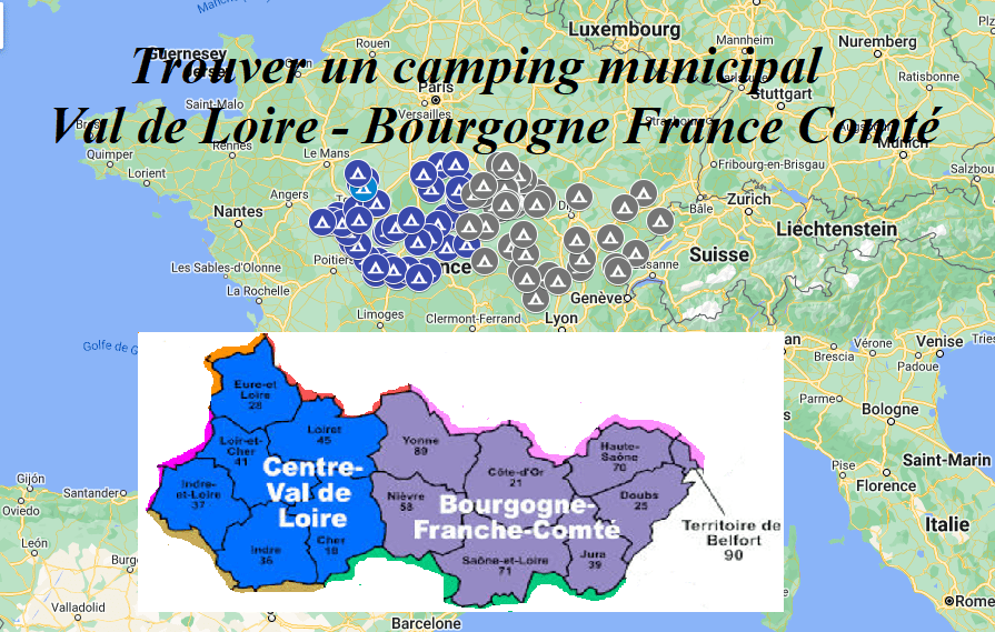 Trouver un camping municipal Val de Loire Bourgogne Franche Comté