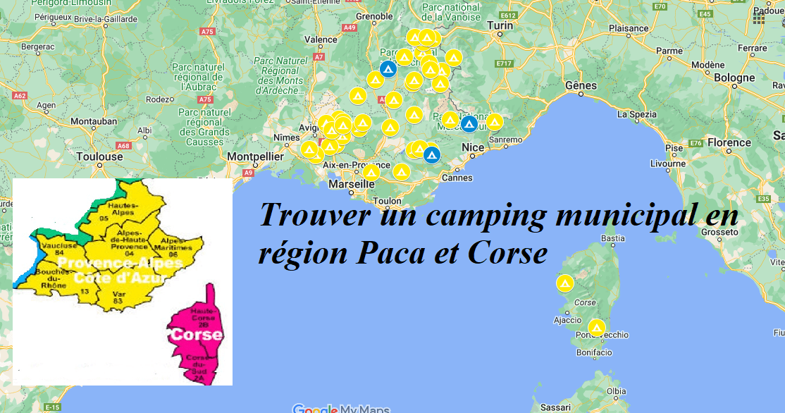 Trouver un camping municipal région Paca et Corse