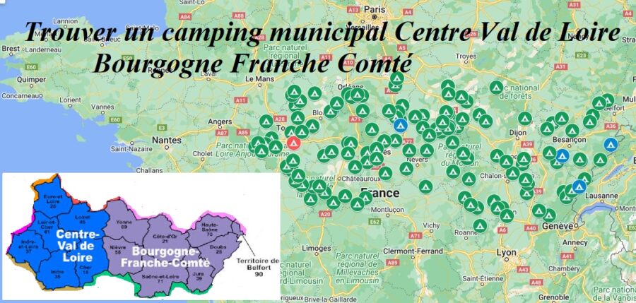 Trouver un camping municipal Centre val de loire Bourgogne Franche Comté